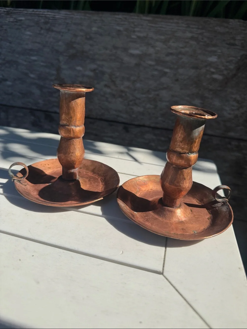 Antique Copper Candlestick Holders, Set of 2 Arts & Crafts Era
